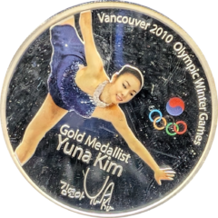 2010 Tuvalu $1 Vancouver Olympics Gold Medalist Yuna Kim Silver Coin