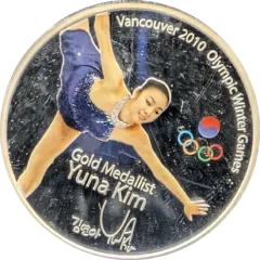 2010 Tuvalu $1 Vancouver Olympics Gold Medalist Yuna Kim Silver Coin