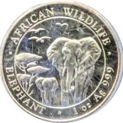 2015 Somalia 100 Somalis African Wildlife Elephant 1 Oz .999 Fine Silver Coin