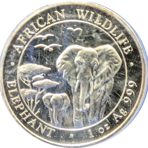 2015 Somalia 100 Somalis African Wildlife Elephant 1 Oz .999 Fine Silver Coin