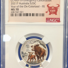 2021 Australia 25c Year of the Ox Colorized NGC MS 70