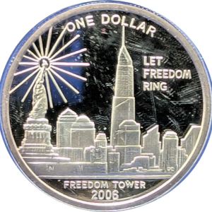 2006 Cook Islands Freedom Tower “Never Forget” Silver $1 Coin