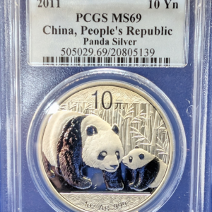 2011 China 10 Yn Panda 1 oz Silver PCGS MS69