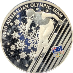 2010 Australia $1 Olympic Skiing Silver Coin