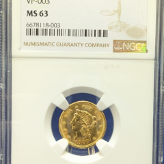 1907/7/7 Liberty Head $2.5 Gold Coin VP-003 NGC MS 63