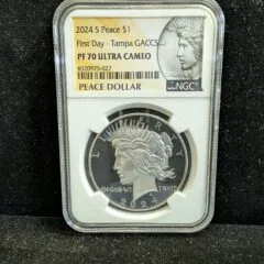 2024 S Peace & Morgan Dollar First Day – Tampa GACCS Label NGC PF 70 2 Coin Matched Set