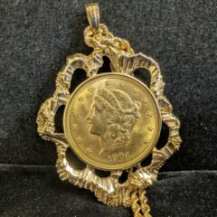 1904 U.S. $20 Gold Eagle Coin Necklace