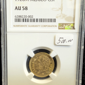 1920M Mexico 5 Pesos Gold NGC AU 58