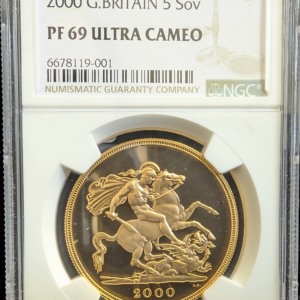 2000 G. Britain 5 Sovereign Gold NGC PF 69 Ultra Cameo