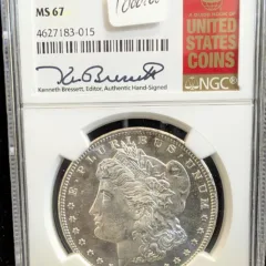 1880 S Morgan Dollar NGC MS 67 Red Book Label