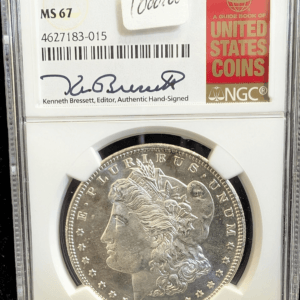 1880 S Morgan Dollar NGC MS 67 Red Book Label