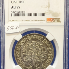 1928 D Germany 5 Mark Oak Tree NGC AU 55