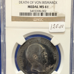 1898 Germany Silver 35mm Death of Von Bismarck Medal NGC MS 61