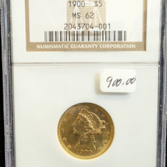 1900 U.S. Liberty Head $5 Half Eagle Gold NGC MS 62