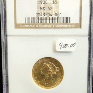 1900 U.S. Liberty Head $5 Half Eagle Gold NGC MS 62