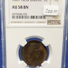 1861 New Brunswick. 1 Cent NGC AU 58 BN