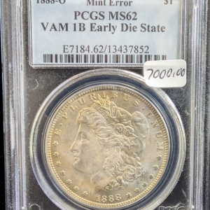 1888 O Morgan Dollar Vam 1B Early Die State PCGS MS 62