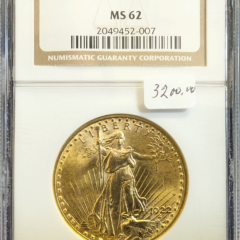 1922 U.S. St. Gaudens $20 Gold NGC MS 62