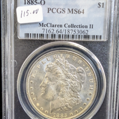 1885 O Morgan Dollar PCGS MS 64 McClaren Collection II