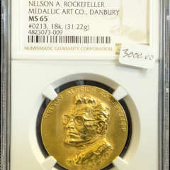 1974-Dated Gold 32mm Nelson A. Rockefeller Medallic Art Co., Danbury NGC MS 65