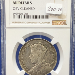 1935 New Zealand 1/2 CR NGC AU Details Obv Cleaned