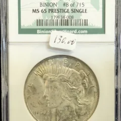 1923 Peace Dollar NGC MS 65 Prestige Single “Binion #8 of 715”