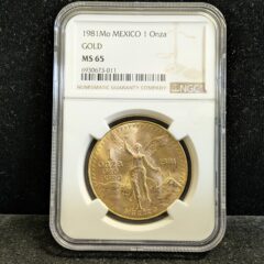 1981 Mo Mexico Gold 1 Onza NGC MS 65