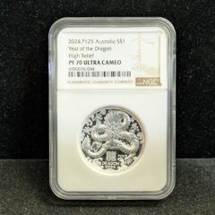 2024 Australia P125 $1 Silver Year of the Dragon High Relief NGC PF 70 Ultra Cameo