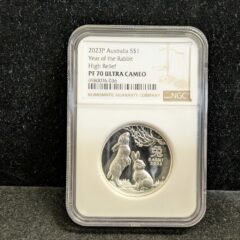 2023 P Australia $1 Silver Year of the Rabbit High Relief NGC PF 70 Ultra Cameo