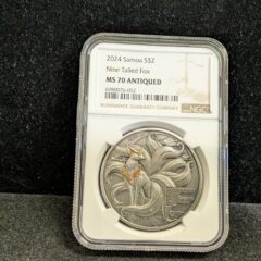 2024 Samoa $2 Silver Nine Tailed Fox NGC MS 70 Antiqued